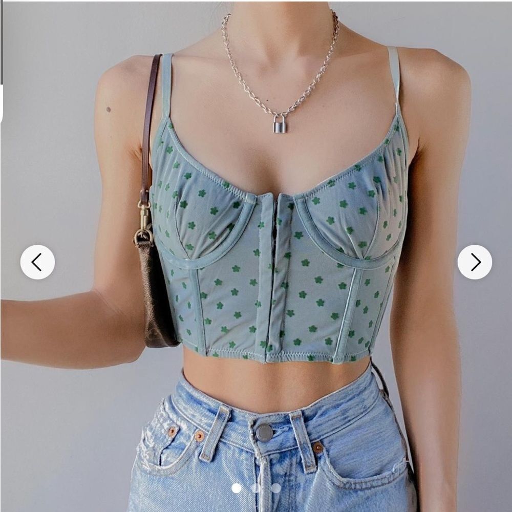 Urban Outfitters Women's Green and Blue Corset size small